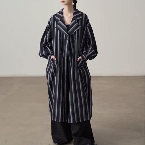 Striped belted coat dress C1450