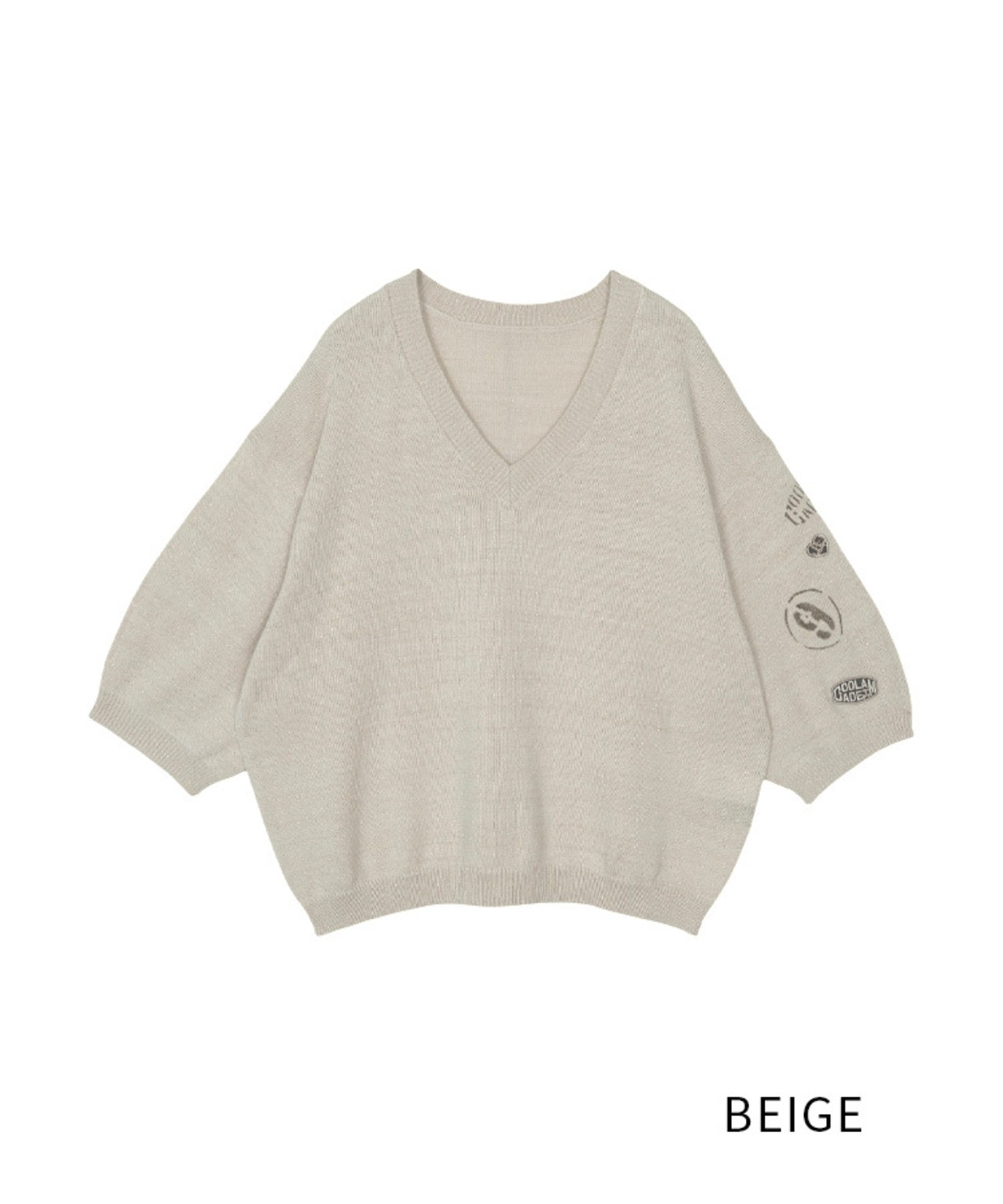 VネックグリッターTOPS (BEIGE)　CQ-49025