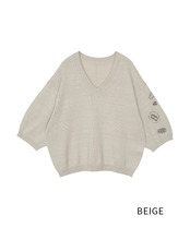 VネックグリッターTOPS (BEIGE)　CQ-49025