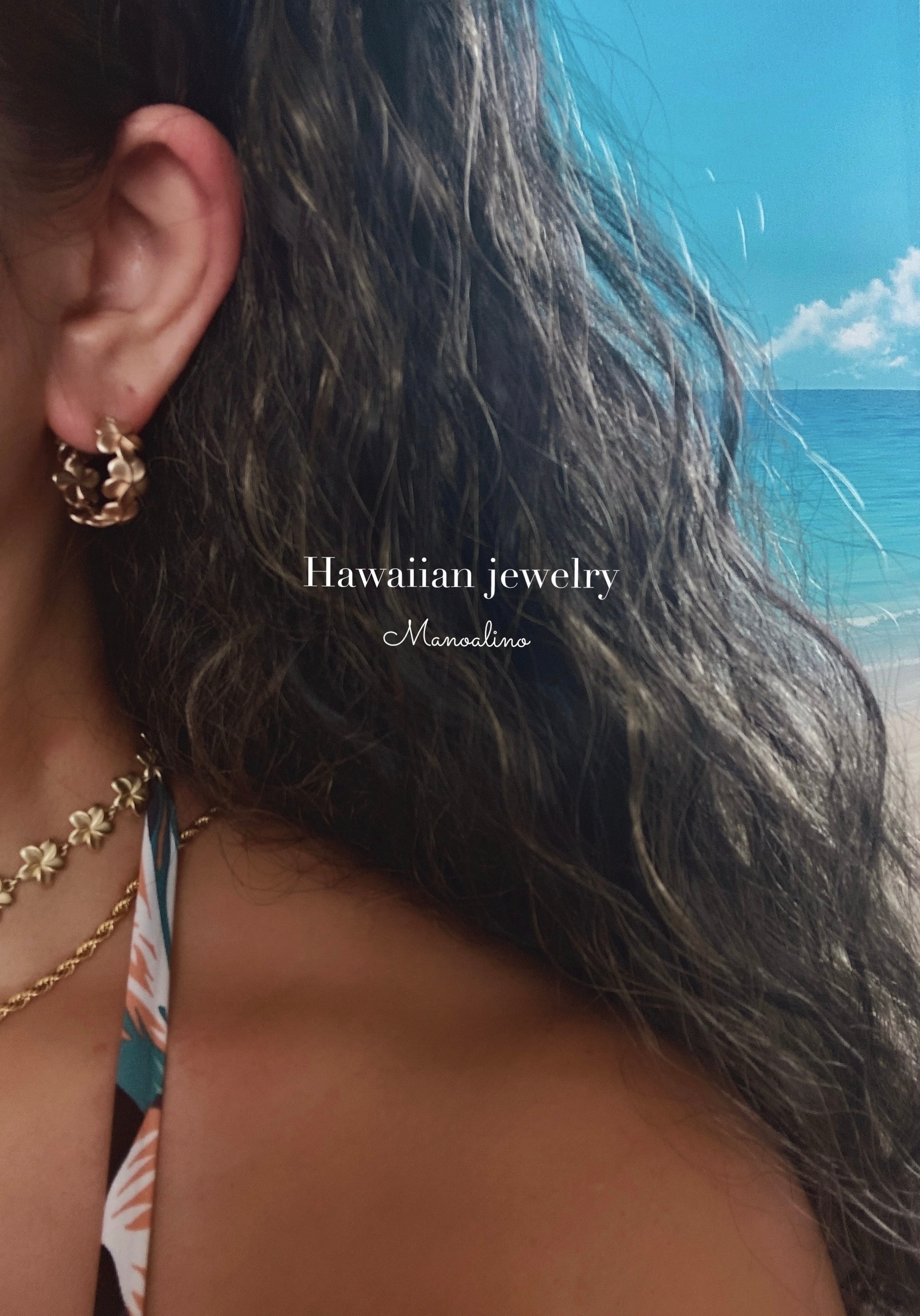 manoalinoハワイアンジュエリー プルメリアデザイン フープピアス Plumeria hoop earring Hawaiianjewelry(ハワイアンジュエリー