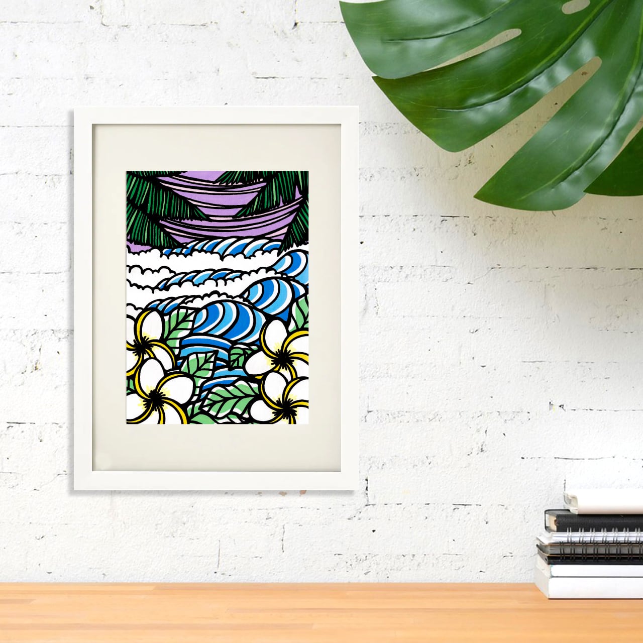 【原画】Wood Panel A4(Triple Swell)with Frame