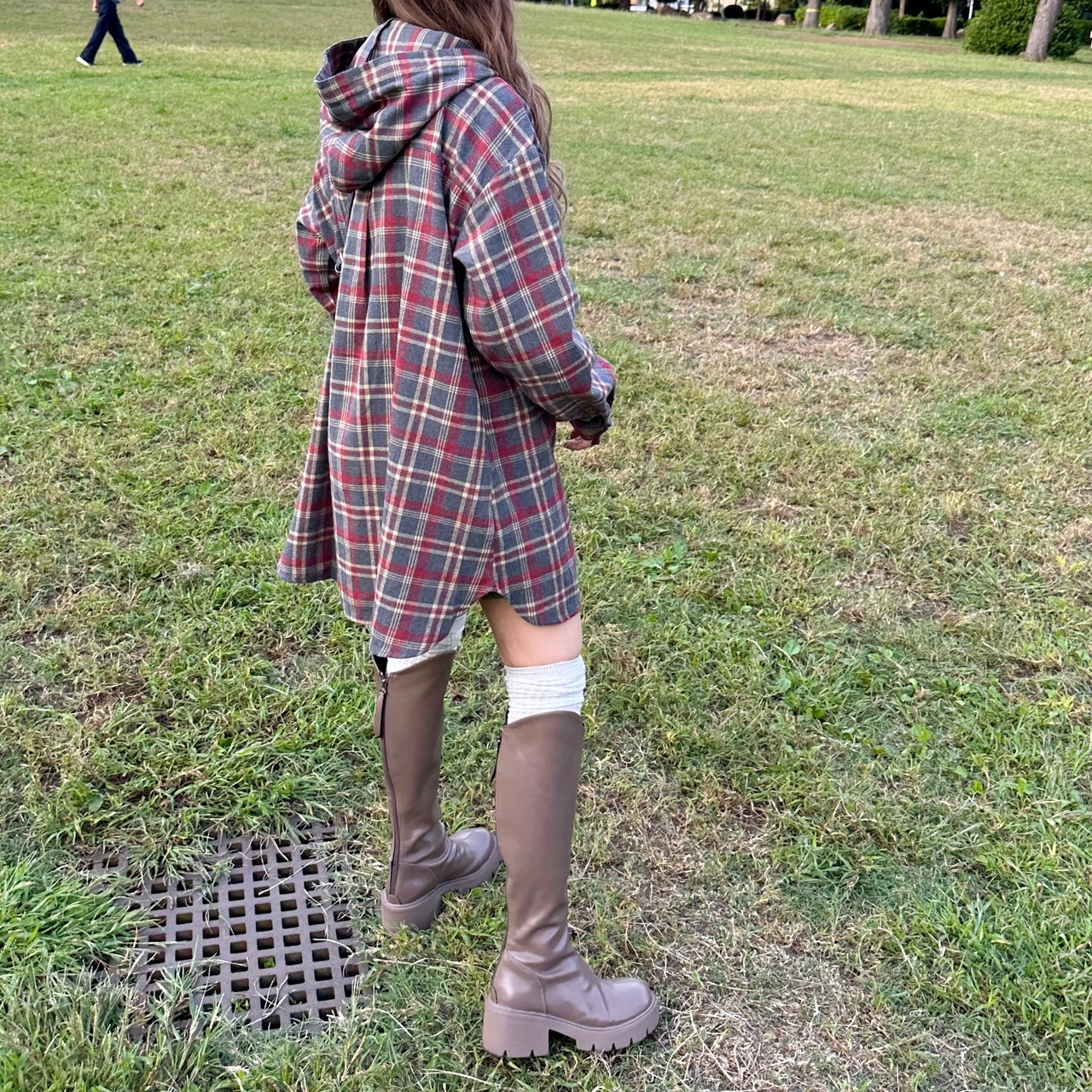 hoodiecheckshirt OP／red