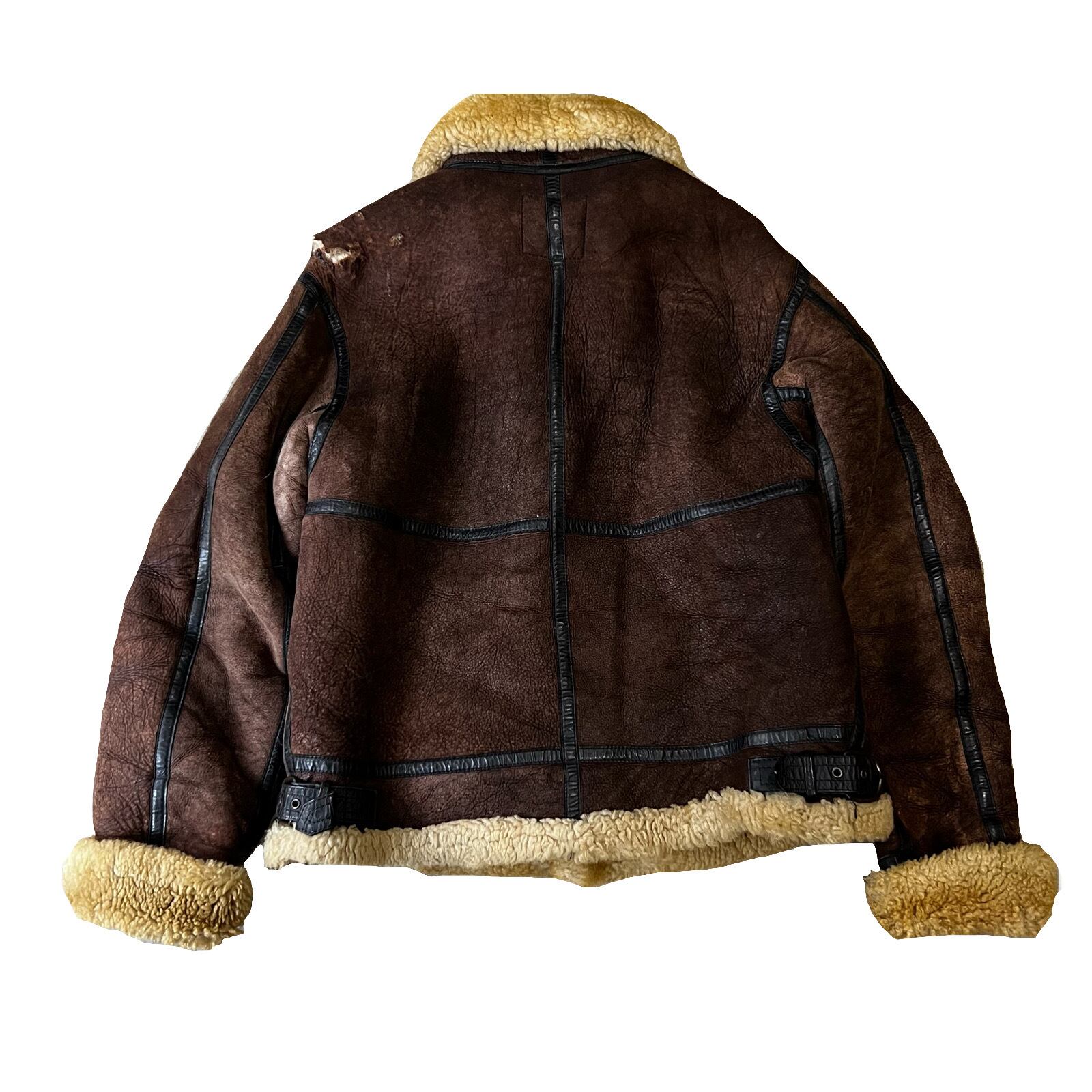 ム*ん様 90s B-3 flight mouton bomber jacket AVIREX Type B-3 Leather Flight Mouton Bomber Jacket brown size 36