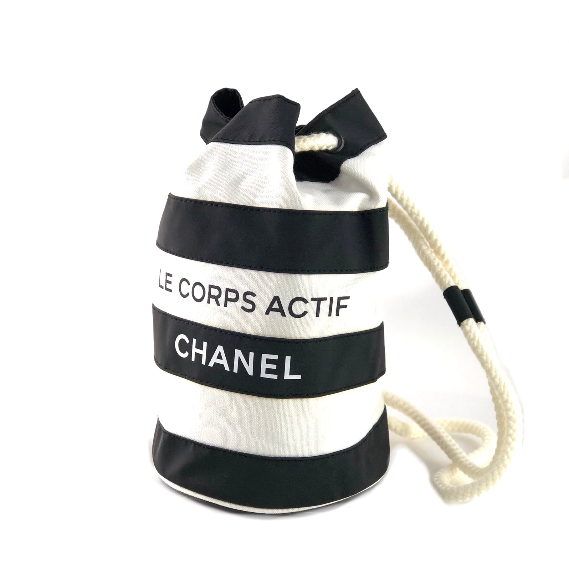 美品【CHANEL】シャネル　巾着　ミニショルダーバッグ　プールバッグ　ボーダー