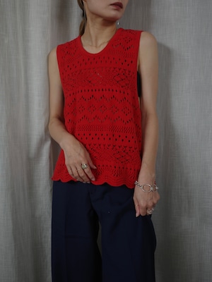 <vintage>red crochet tank