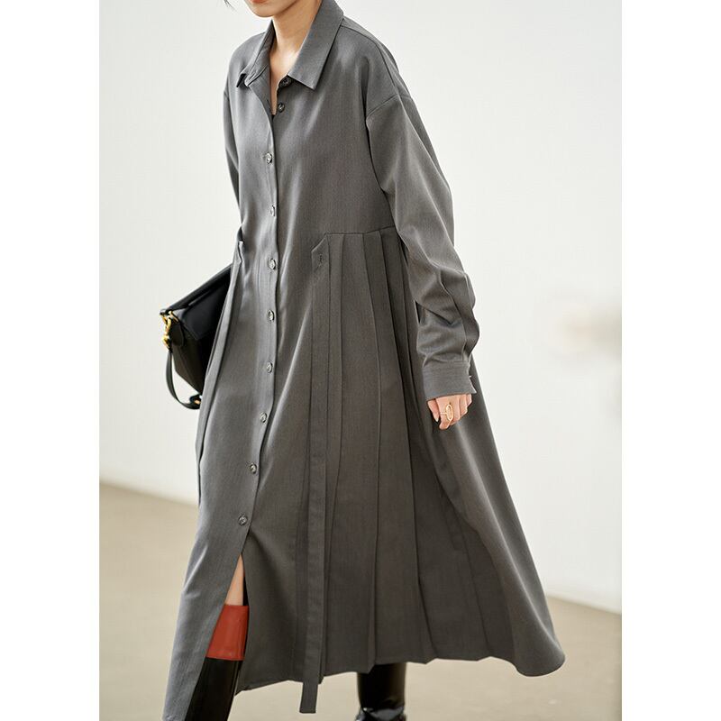 サイドプリーツシャツワンピース K0014