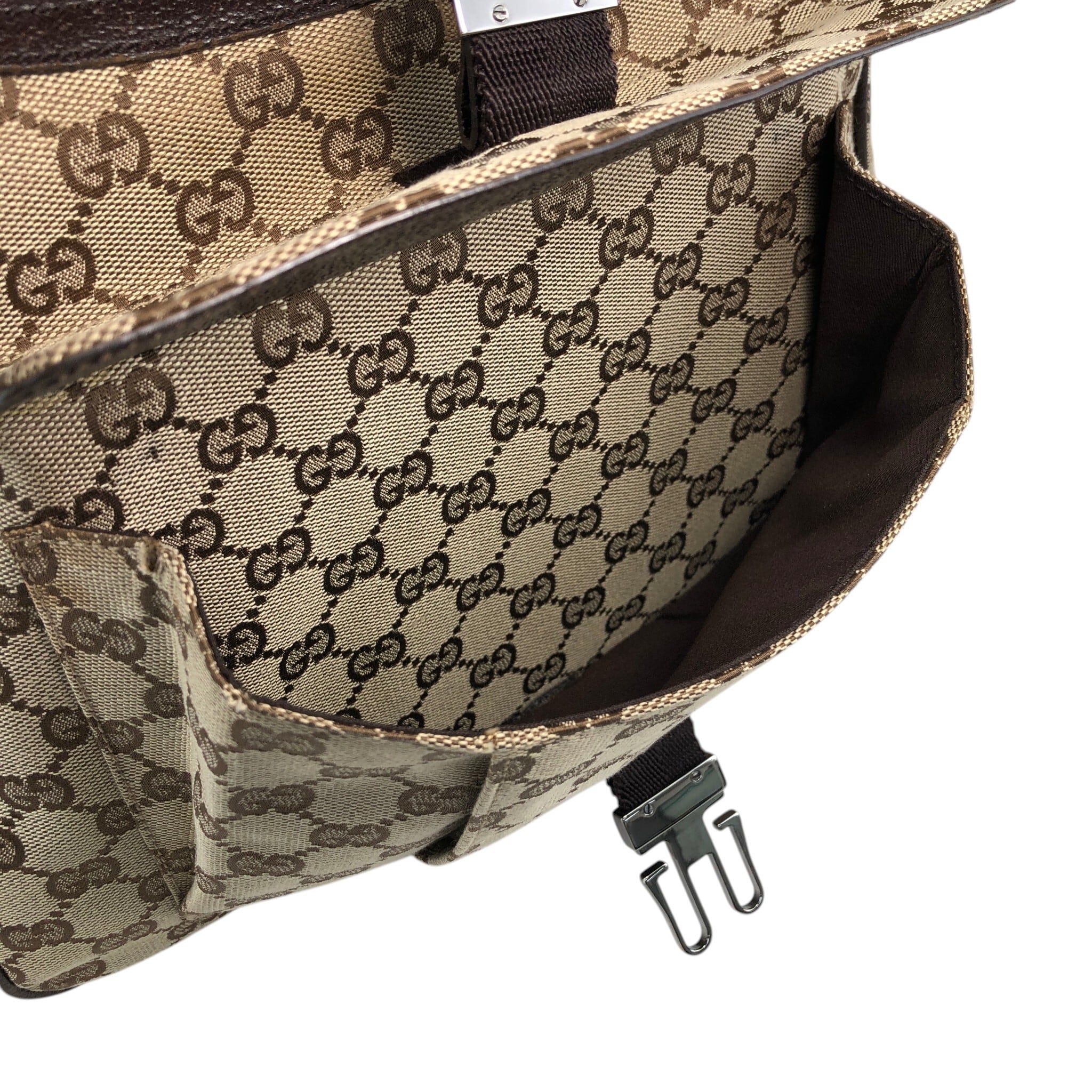 GUCCI/グッチ GG柄 ショルダーバッグ キャンバスxレザー ベージュ
