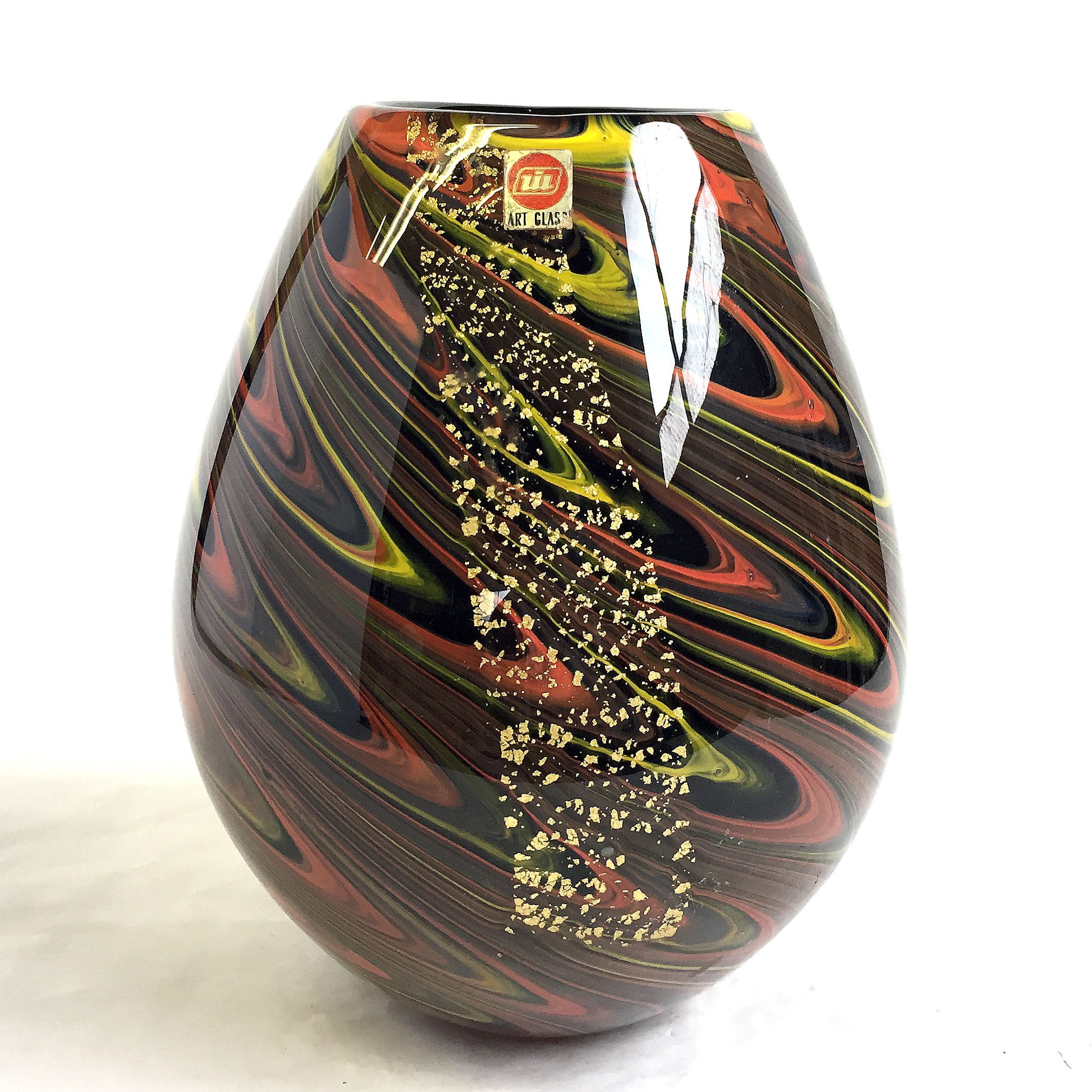 ART GLASS 岩津ガラス ハンドメイドガラス 金箔 花瓶 花器 高さ約24cm