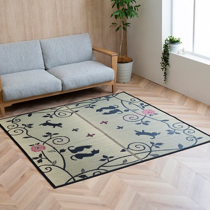 い草ラグ クロネコ 176×230cm