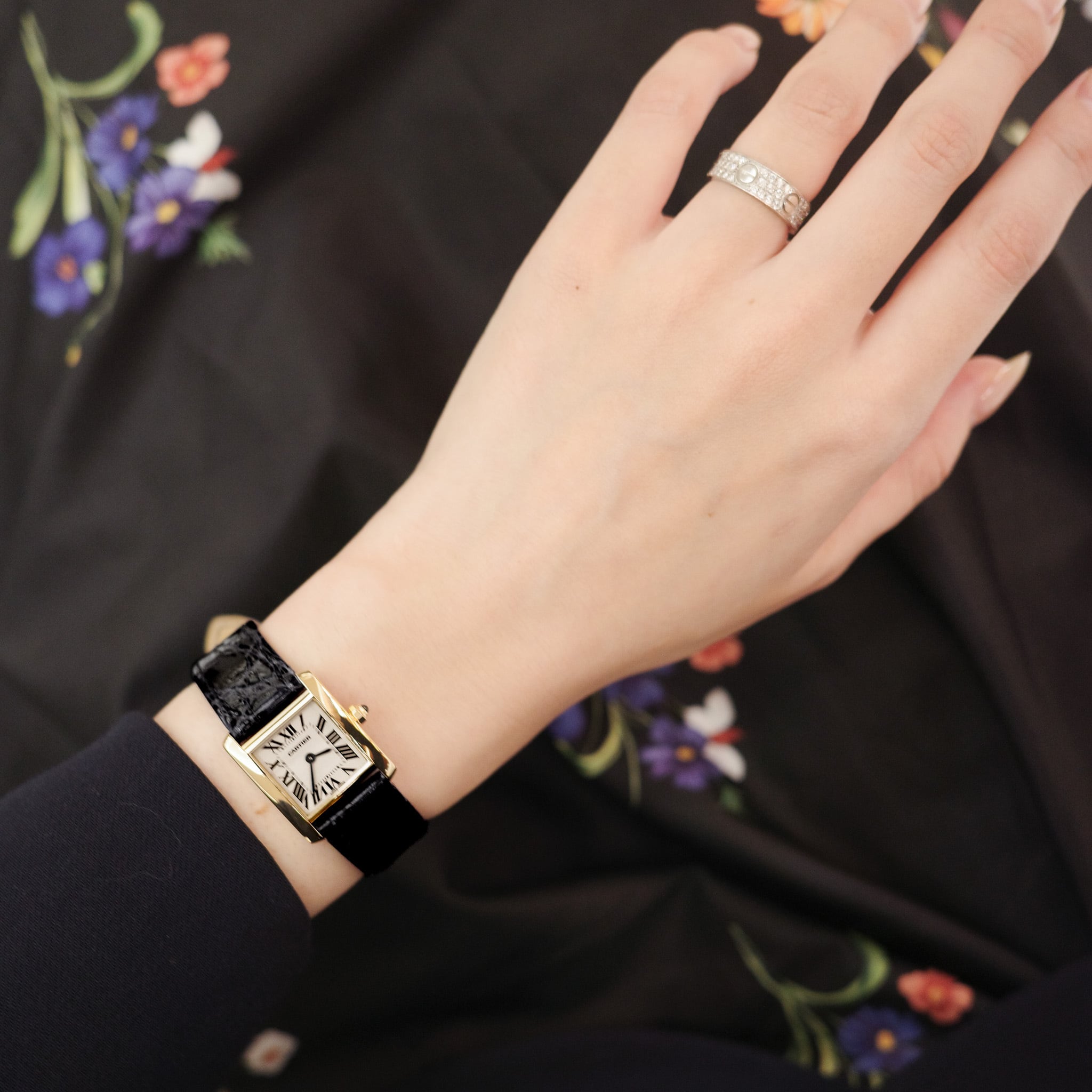 カルティエ タンクフランセーズ SM ゴールド×レザー | Ante Official