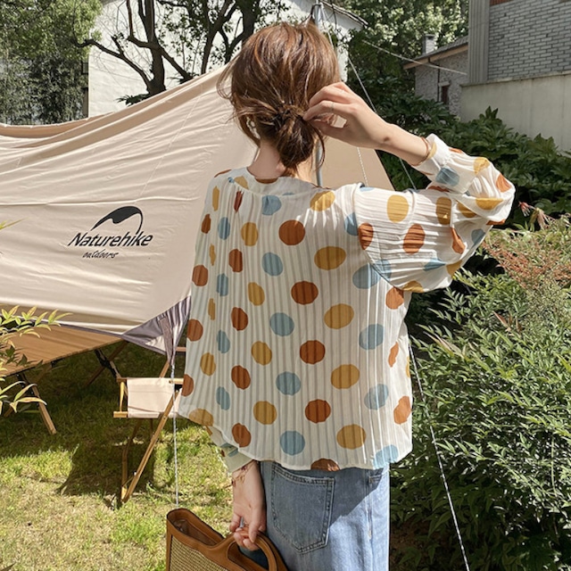 ドット柄シフォンブラウス　S0060