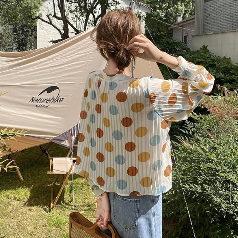 ドット柄シフォンブラウス S0060