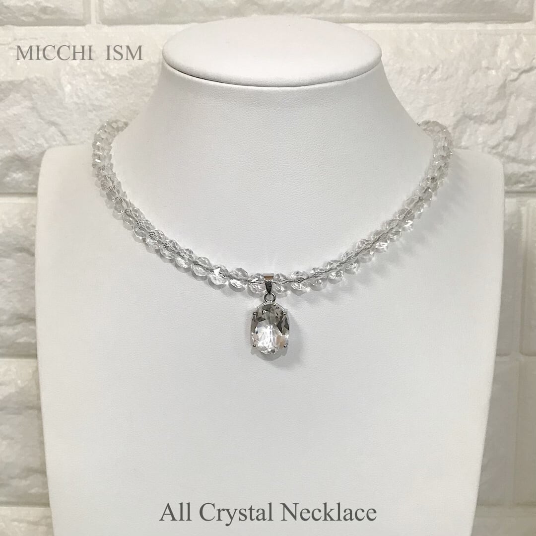 天然石 水晶 高級 クリスタル ハンドメイド ネックレス ミラーカット 