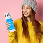 Sublimation Vacuum Bottle with Cup Blue 4274
