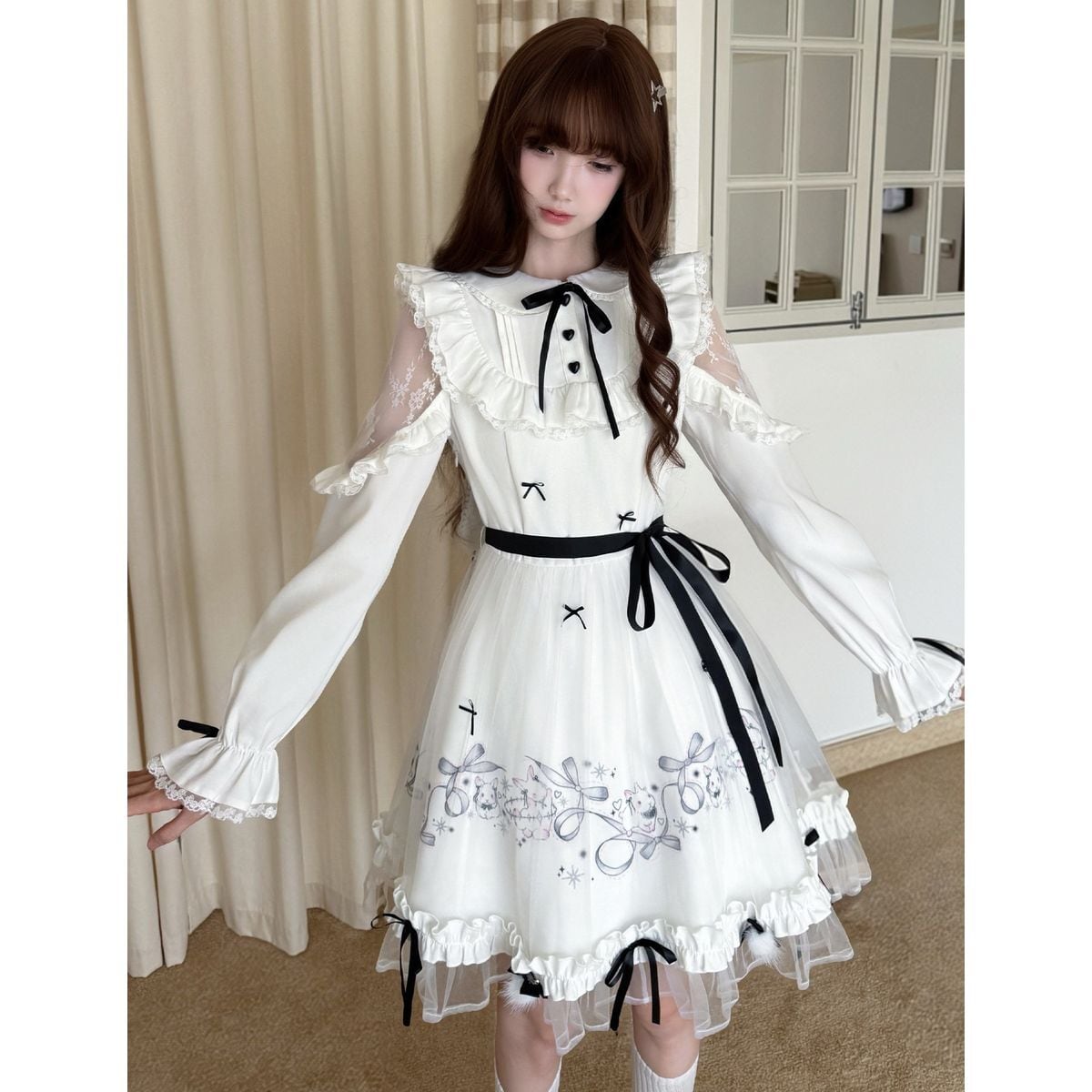 白昼夢リボンフリルドールワンピース：長袖タイプ | Maiden's Rêve