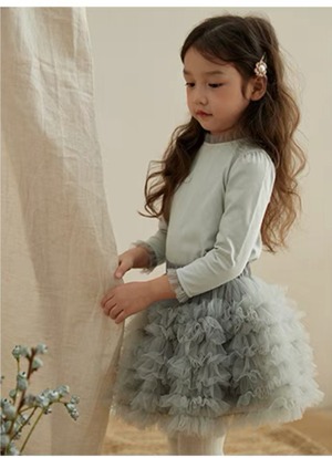 [Set] Gray tulle frill tops & tulle frill skirt