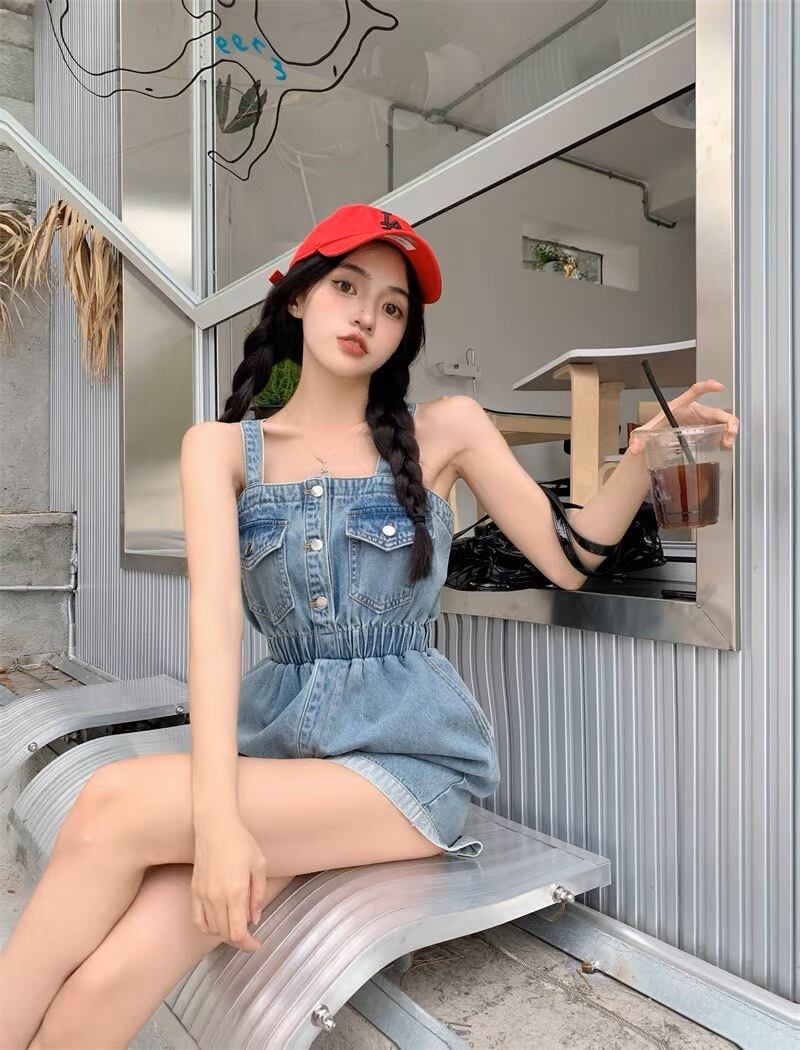 ミニ丈 デニムサロペット G104CP0014 | liberal style. - 韓国