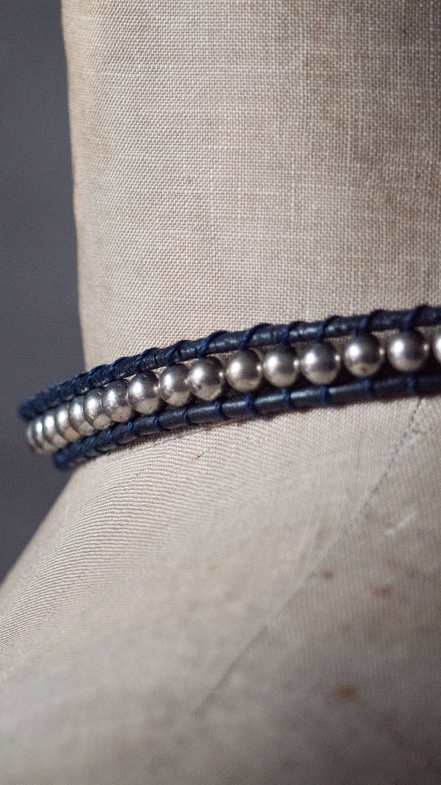"Lizas" used leather string beads necklace