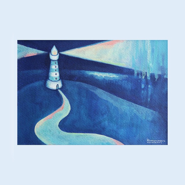 《 HASHIMOTO HIROMI 》額絵「灯台へと続く道 放たれる光」