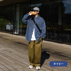 Stripe pattern button-down shirt 0272