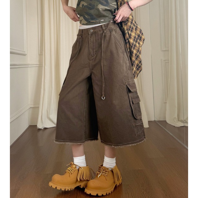 cut-off cargo wide shorts　カットオフカーゴワイドハーフパンツ　J1738