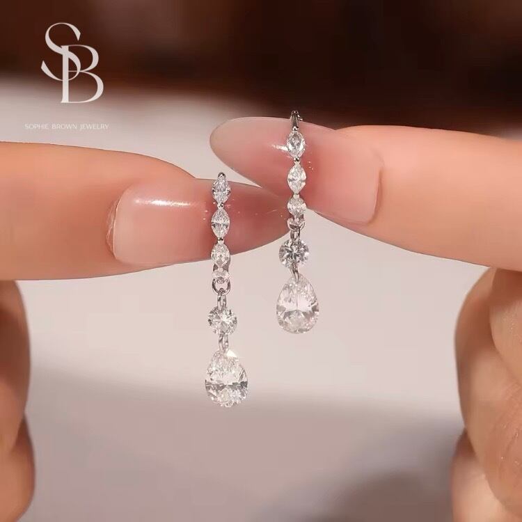 K18 ダイヤモンド ドロップピアス ドロップ ピアス18金 ラボグロウンダイヤモンド K18 ペアシェイプ