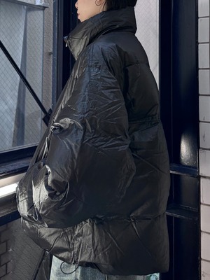 【ALUDE】high neck silver zip puff jacket（2color）