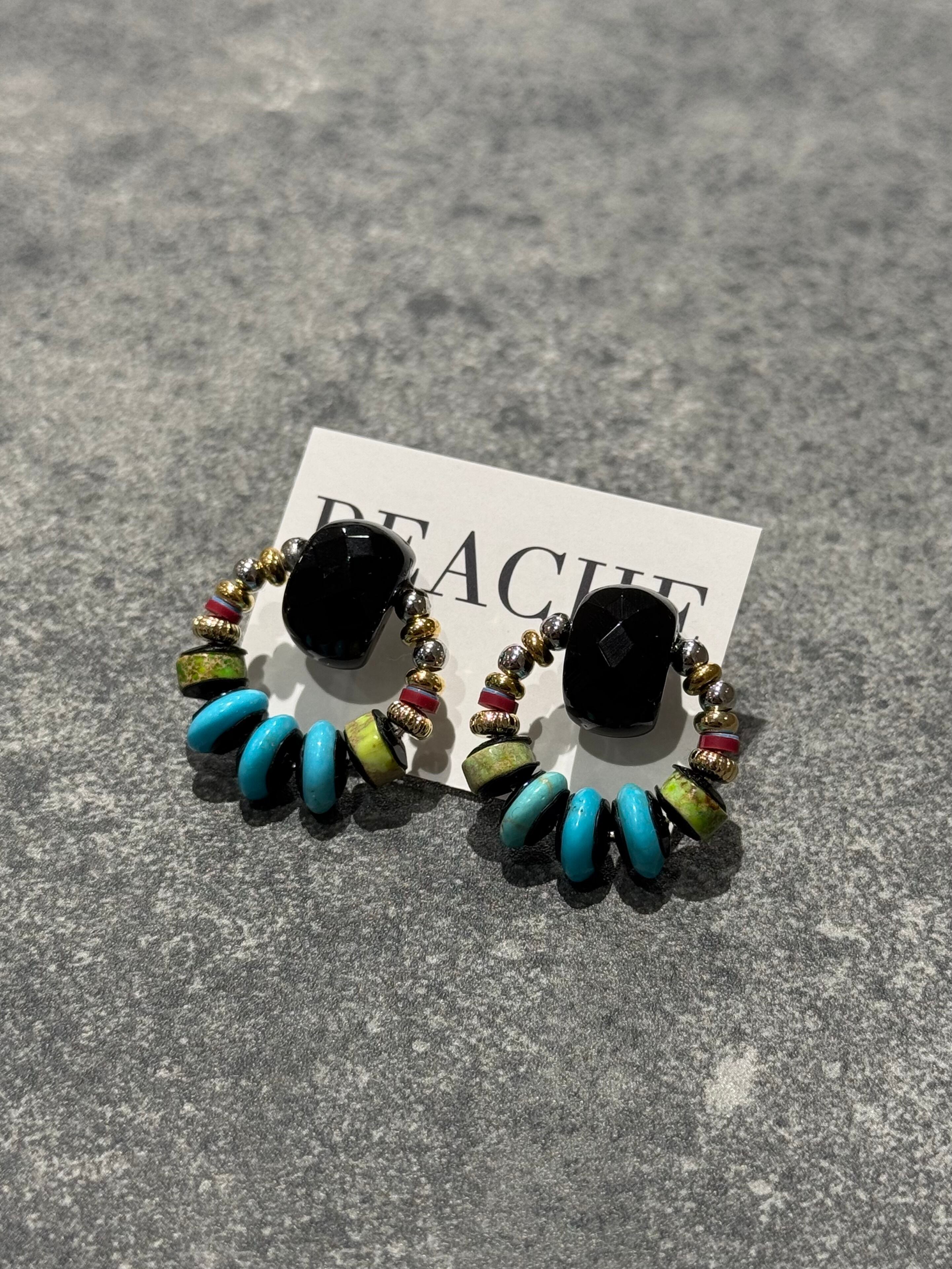 onyx circle turquoise silver gold mix