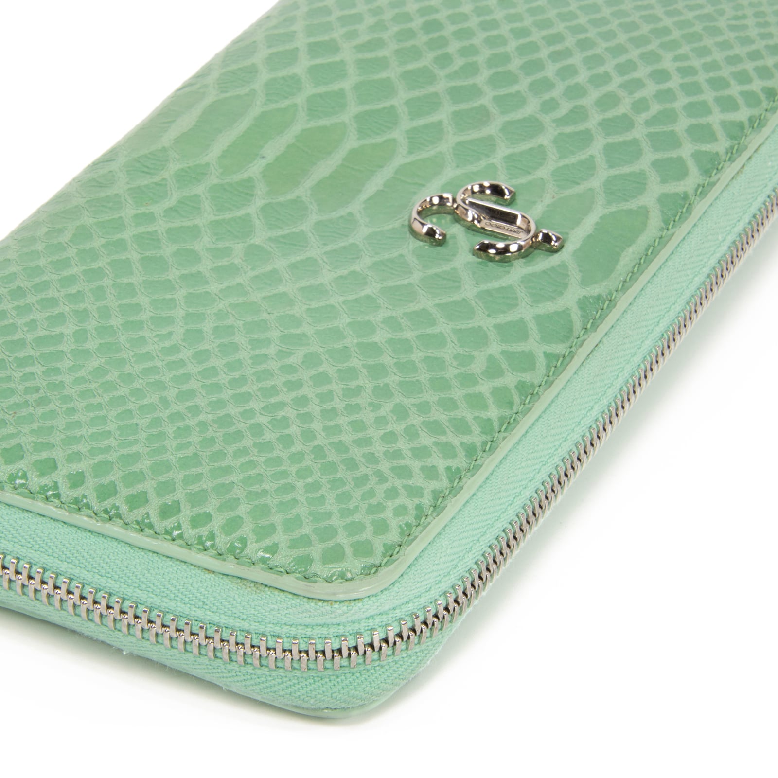 未使用品　箱付き　jimmy choo ジミーチュウ　長財布　JCロゴ　グリーン 本物 送料無料 ジミーチュウ 長財布 ラウンドファスナー メンズ