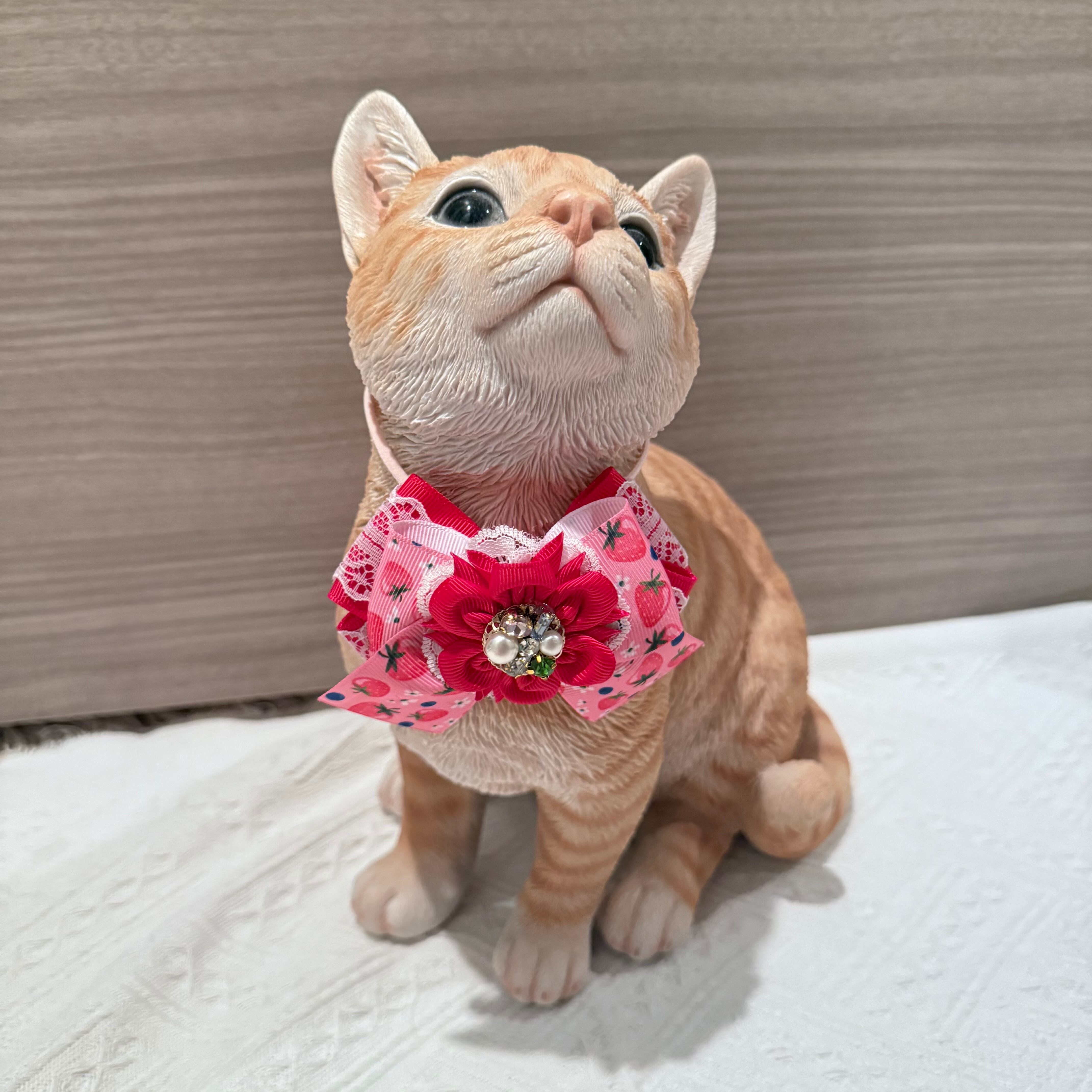 イチゴ祭り 犬猫チョーカー レギュラーサイズ お花モチーフ リボン 犬