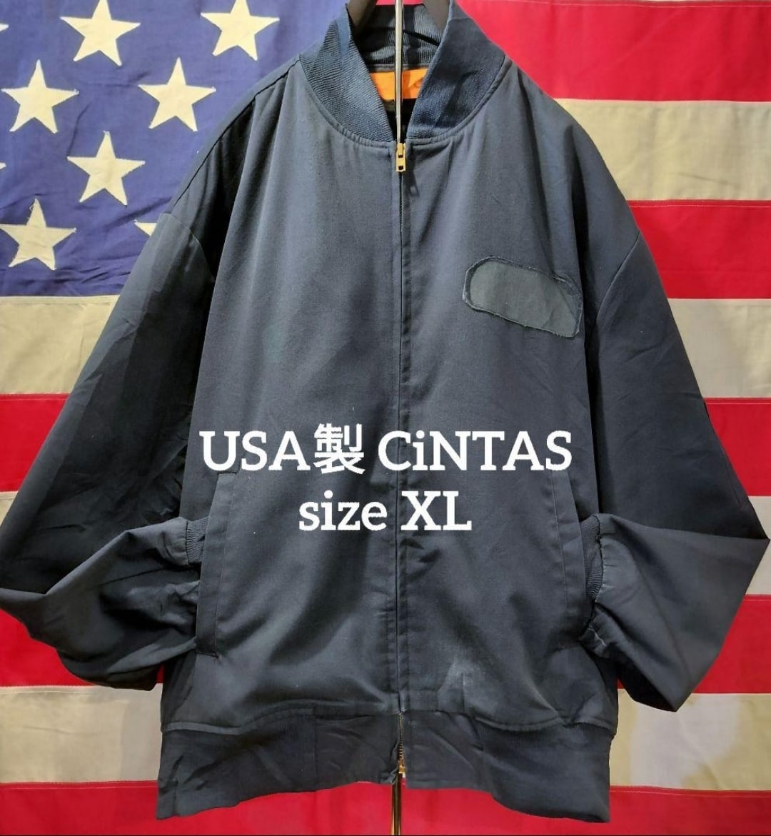 Used ジャケット◆XL USA製 CiNTAS ワークジャケット 無地 ネイビー◆ヴィンテージ USA古着