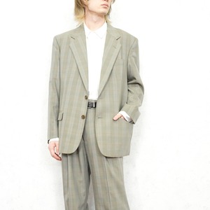 EU VINTAGE CHECK PATTERNED SUMMER WOOL SET UP SUIT/ヨーロッパ古着チェック柄サマーウールセットアップスーツ