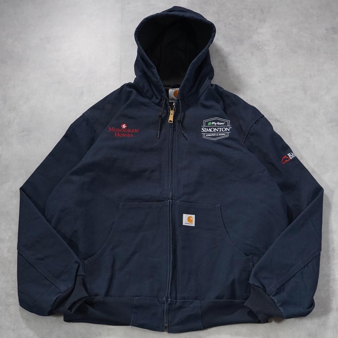 カーハート アクティブジャケット パーカー 古着 USA製 XL 紺 17895