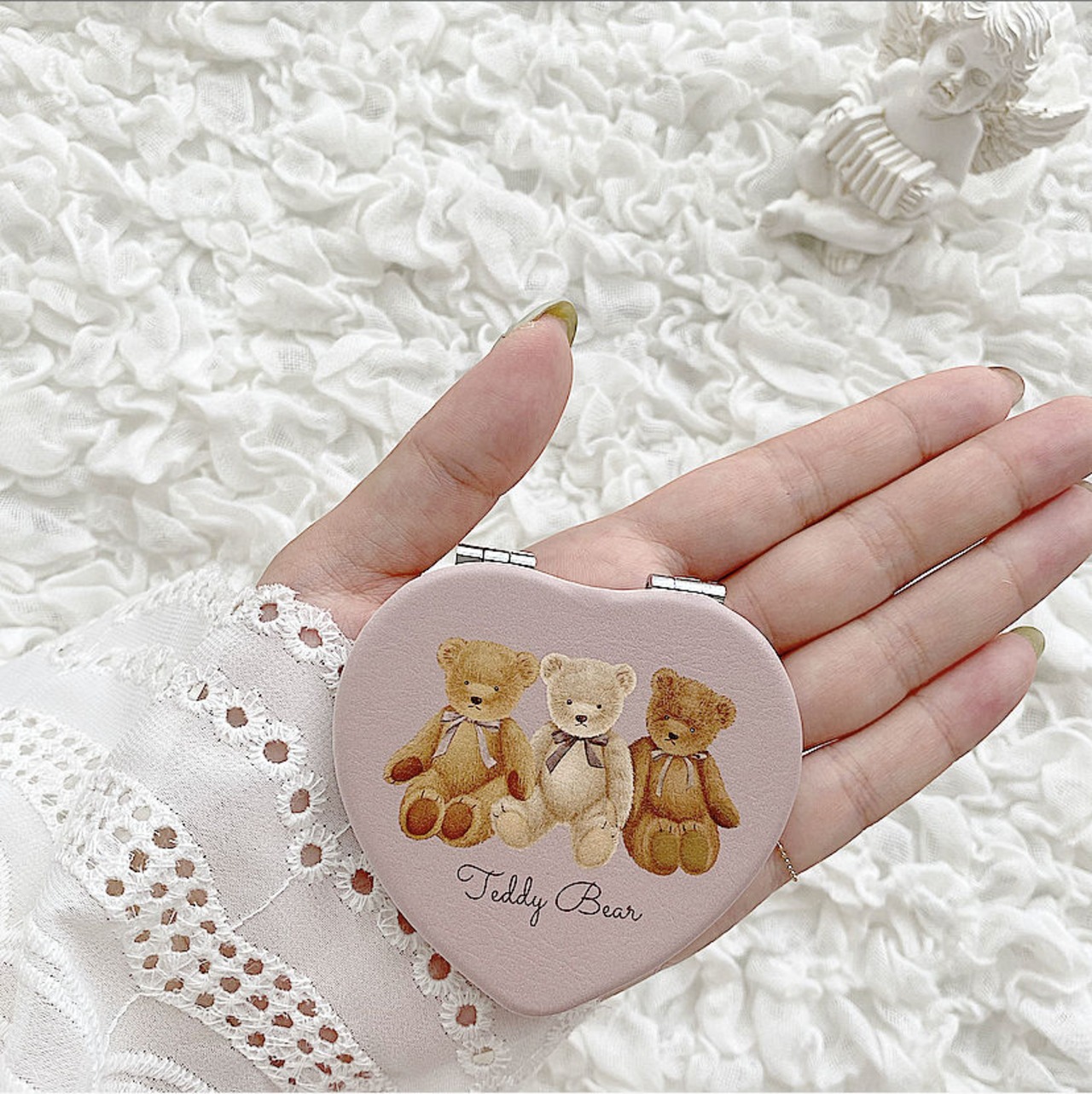 【ネーム入り】ハート型コンパクトミラー