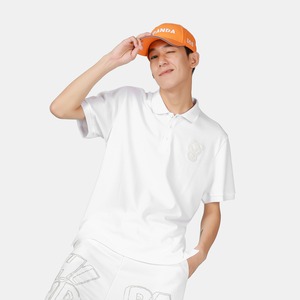 【HIPANDA ハイパンダ】メンズ  ポロシャツ MEN'S POLO SHIRT / WHITE