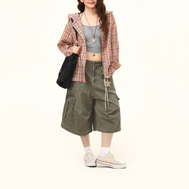 マルチチェックリラックスラインロングシャツ 1col R02438