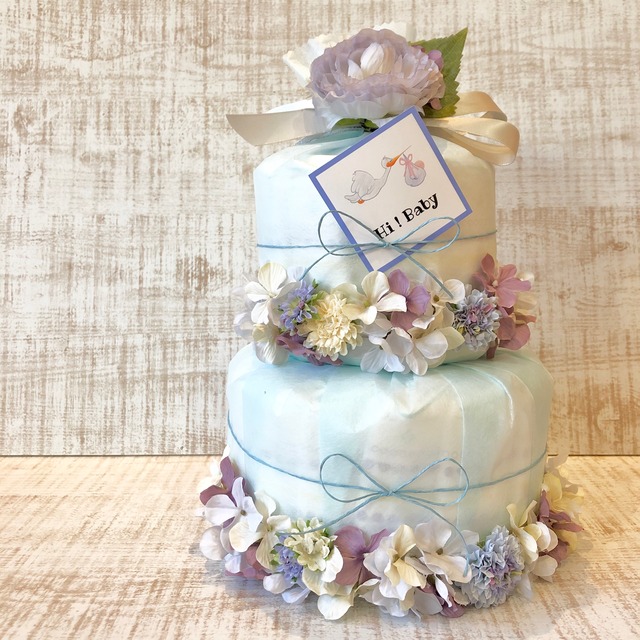 即日発送 おむつケーキ 出産祝い ベビー ハンドメイド ベビーシャワー お洒落なおむつケーキ 可愛いおむつケーキ Lupinus ルピナス ギフトショップ