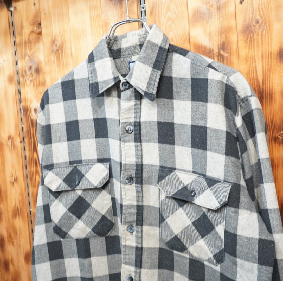 fieldmaster プリントネルシャツ グレー黒 M 15-15 1/2 usa製