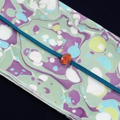 suminagashi リバーシブル半巾帯 ［裏葉色×パープル 　ドット×マーブル］