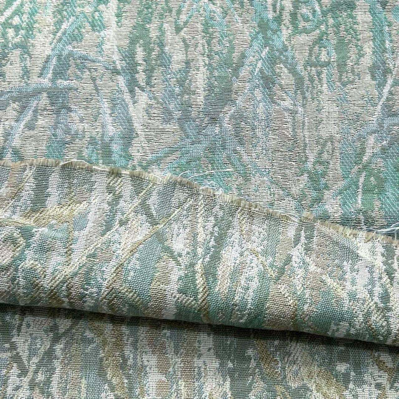 ★NY938◆5.5m◆1点限定！綿ポリエステル混ジャガード生地◆ミント系×カラフル