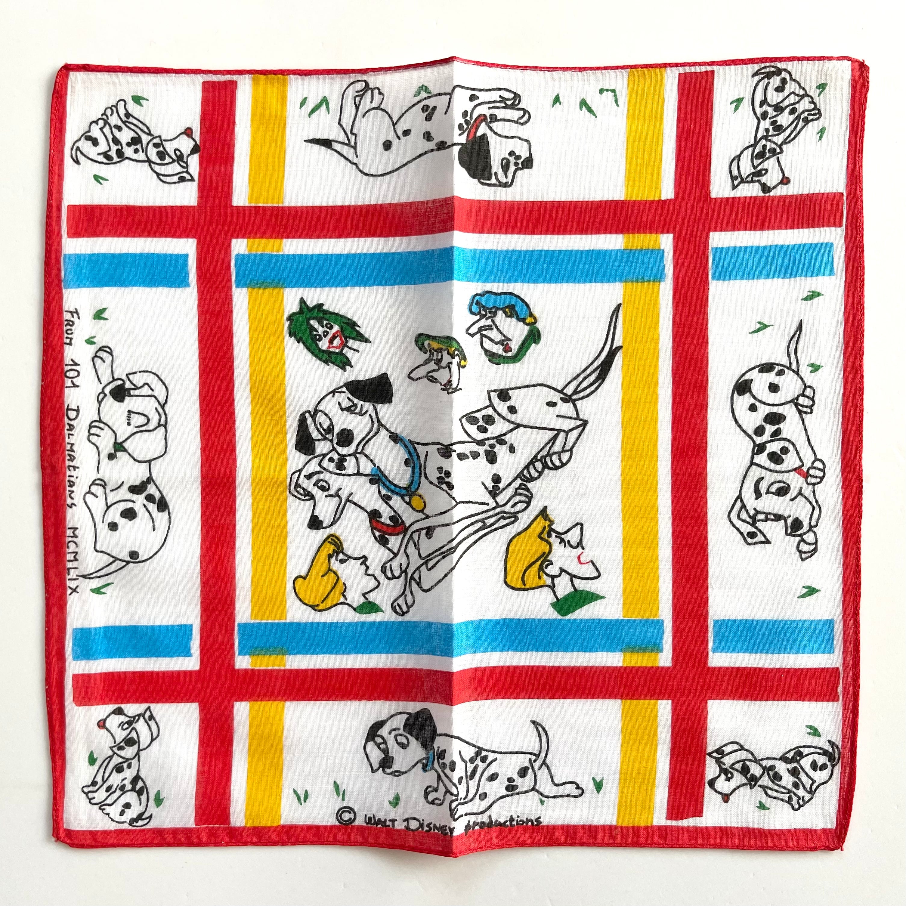 Deadstock】~80s Disney 101匹わんちゃん ヴィンテージハンカチ MADE