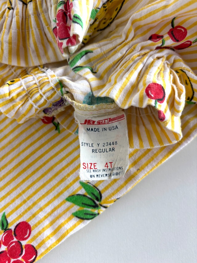 【2T・vintage】USA製　フルーツ×ストライプパンツ