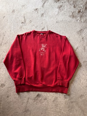 90s OLD STUSSY/Griffin print Sweat/USA製/紺タグ/1998年/M/グリフィンプリントスウェット/ロゴプリント/レッド/ステュ－シ－/オ－ルドステューシー