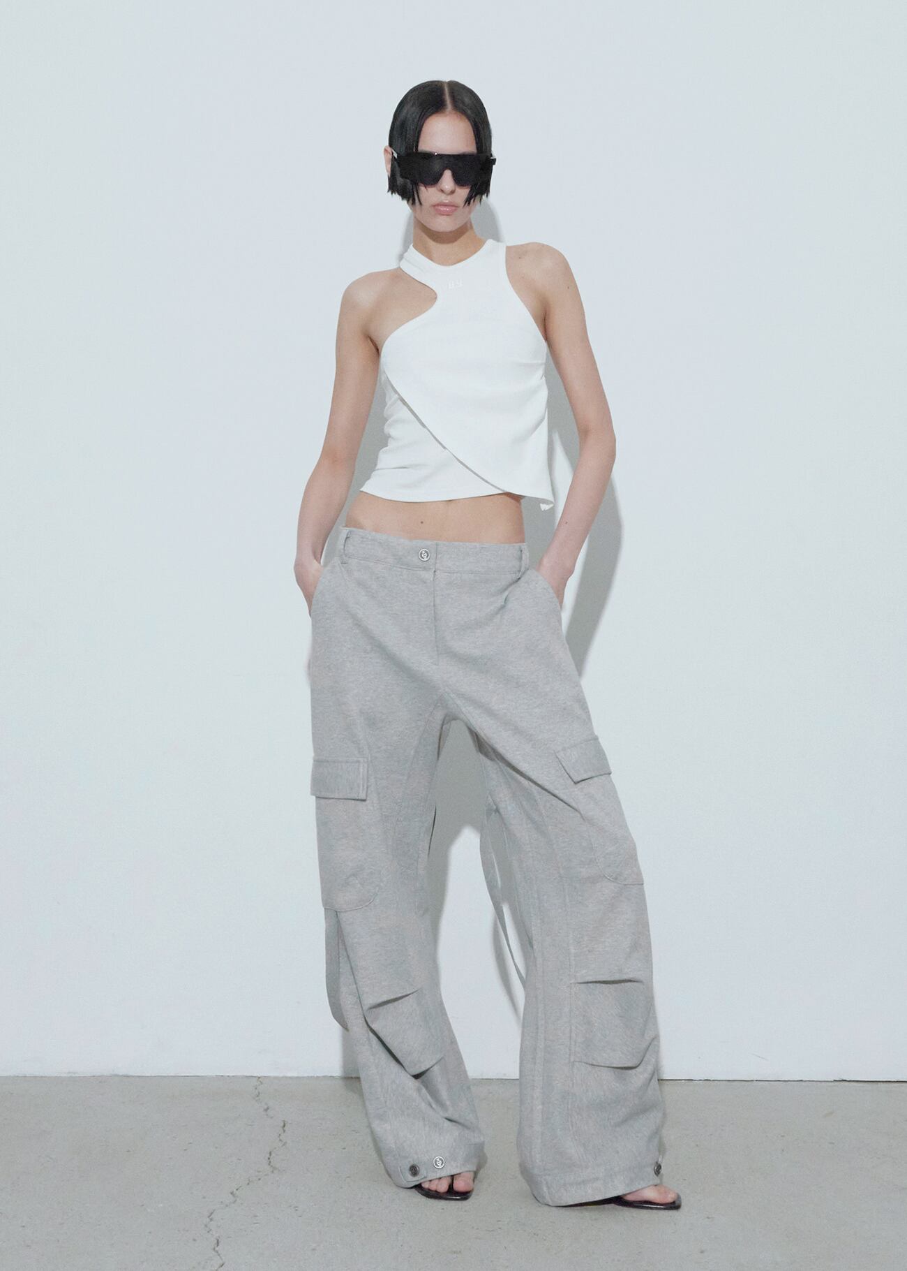 BOHEMIAN SEOUL] STRAP CARGO SWEATPANTS, MELANGE GRAY 正規品 韓国