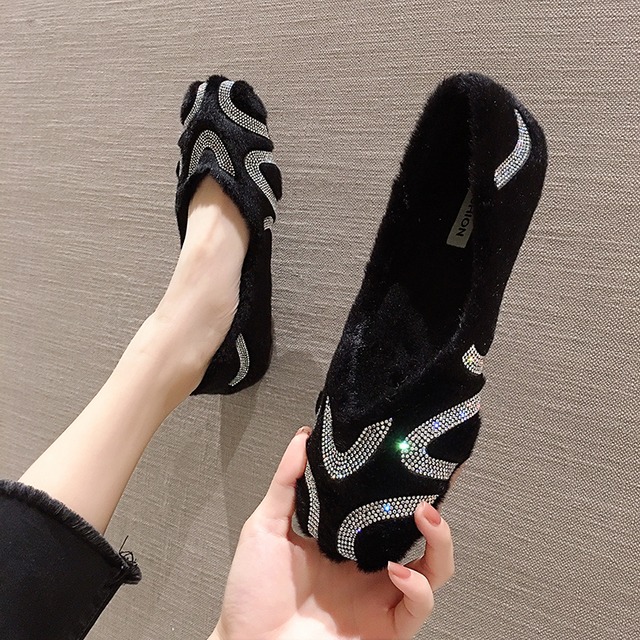 シングルオータムウィンターラインストーン 靴 シューズ 秋物 冬物 スクウェア フェイクシューズ94353854898