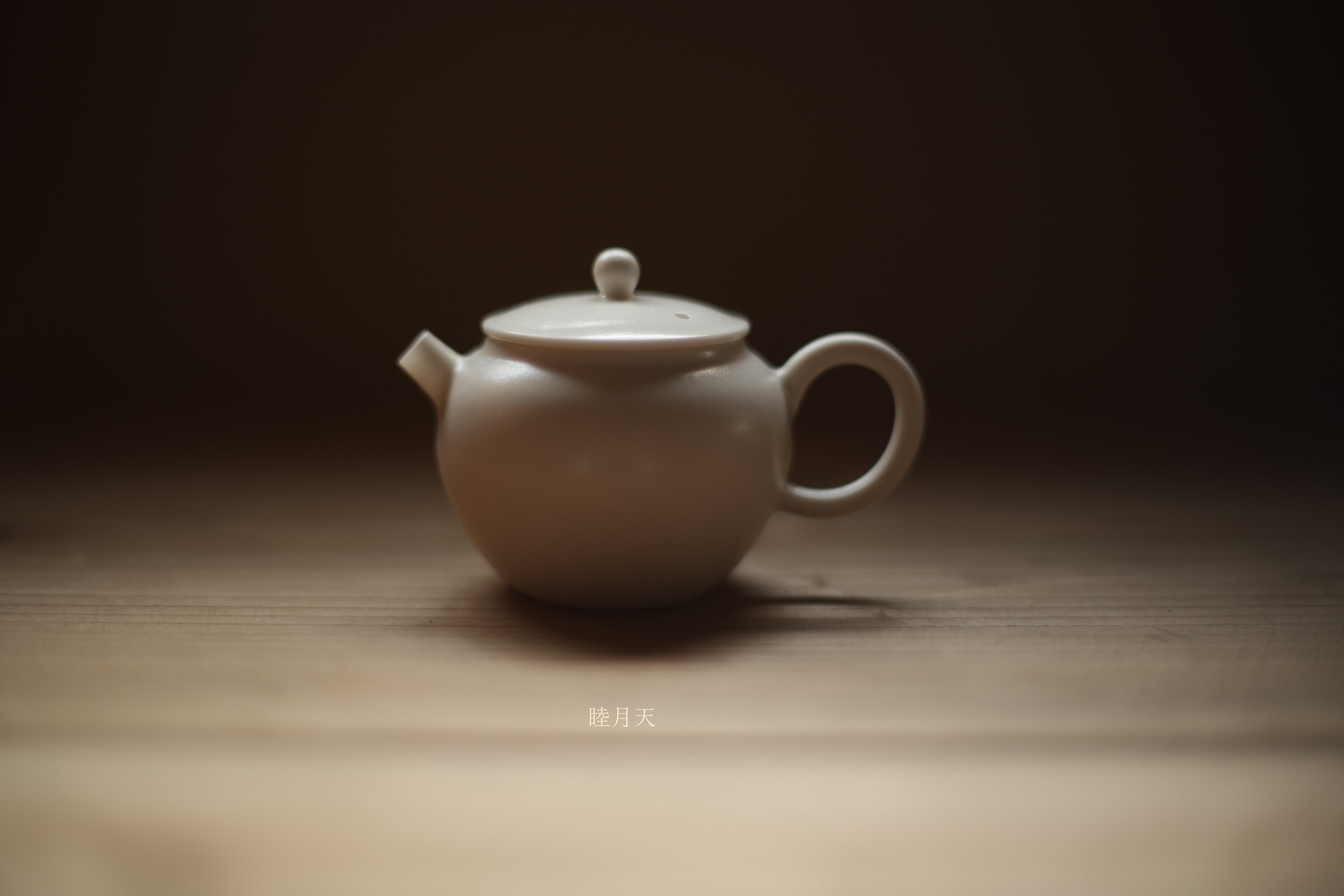 徳化薄胎薪窯白磁茶壺・丙午水無月5種＜高身＞（ろくろ引き・林澤陽