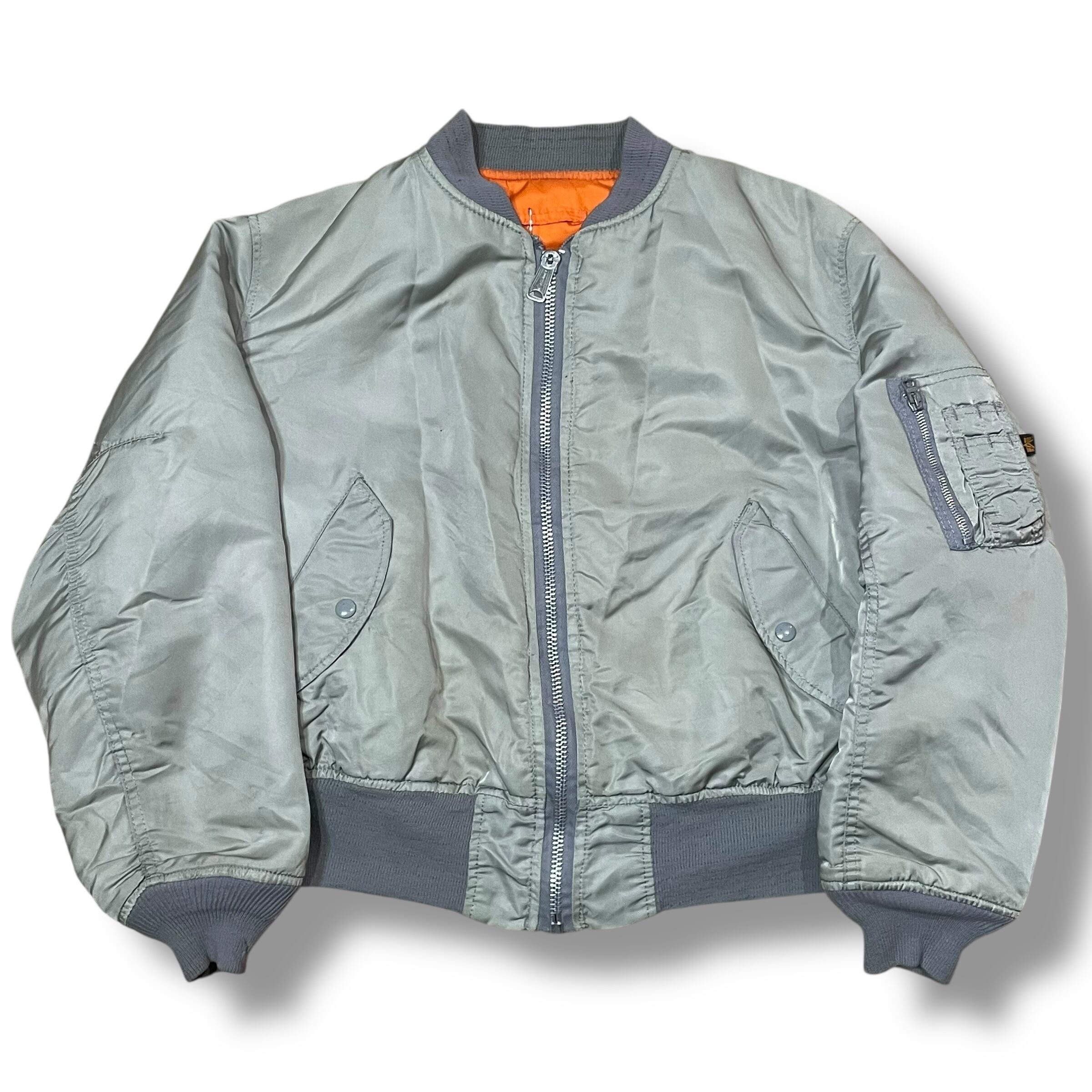 ✨90s/CWU-45P✨ (L) ALPHA シルバー フライトジャケット L】【90年代】【USA製】ALPHA INDUSTRYS アルファインダストリーズ CWU