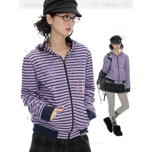 [BETWEENAND] Taro Purple Vintage Stripe Hoodie