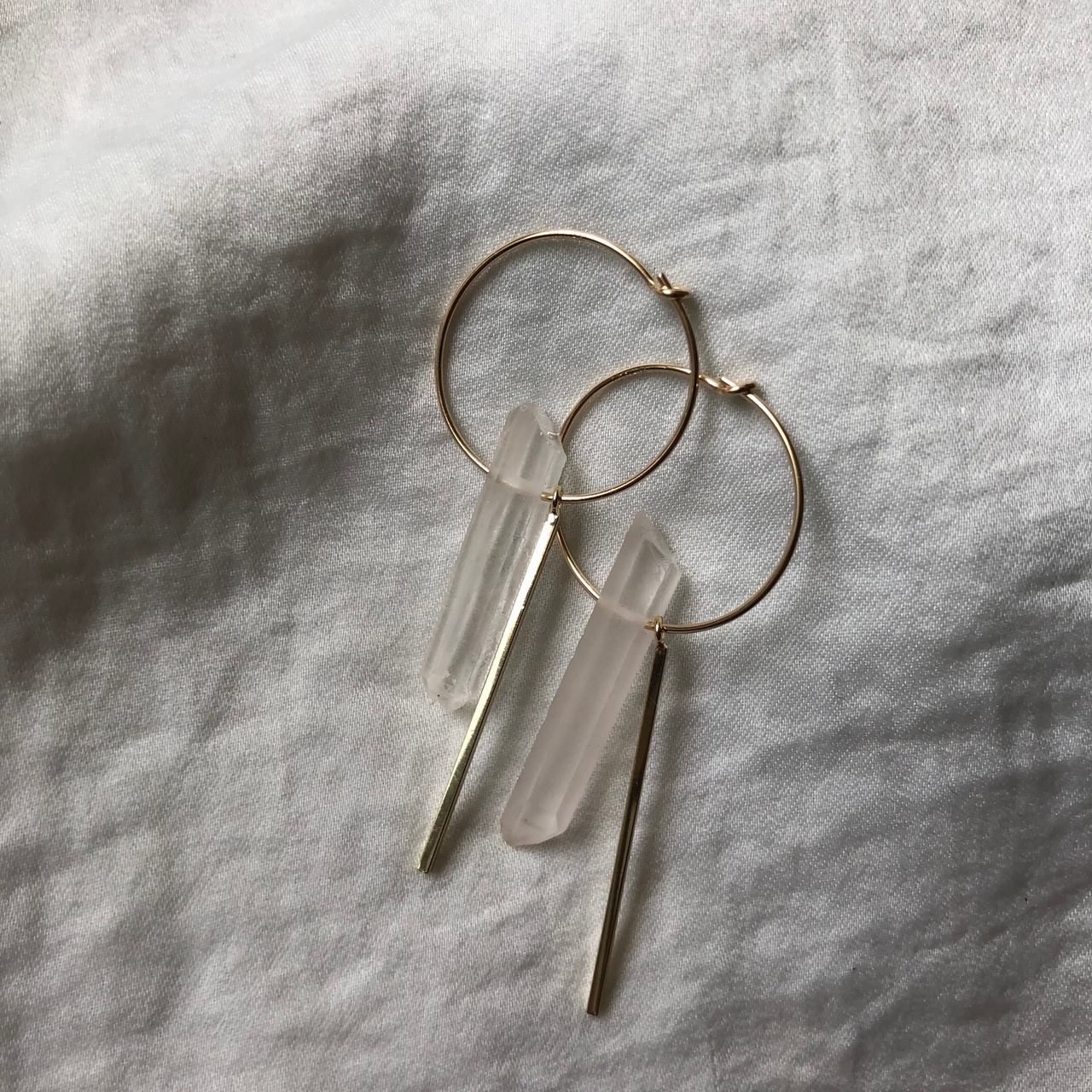gold foop crystal pierce/ゴールドフープ クリスタル ピアス 