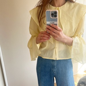 Scarf collar  blouse yellow